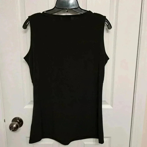 Travel by  Tribal Black Beaded Top Sleeveless Ruffle Women's Medium Embellished - Picture 11 of 12